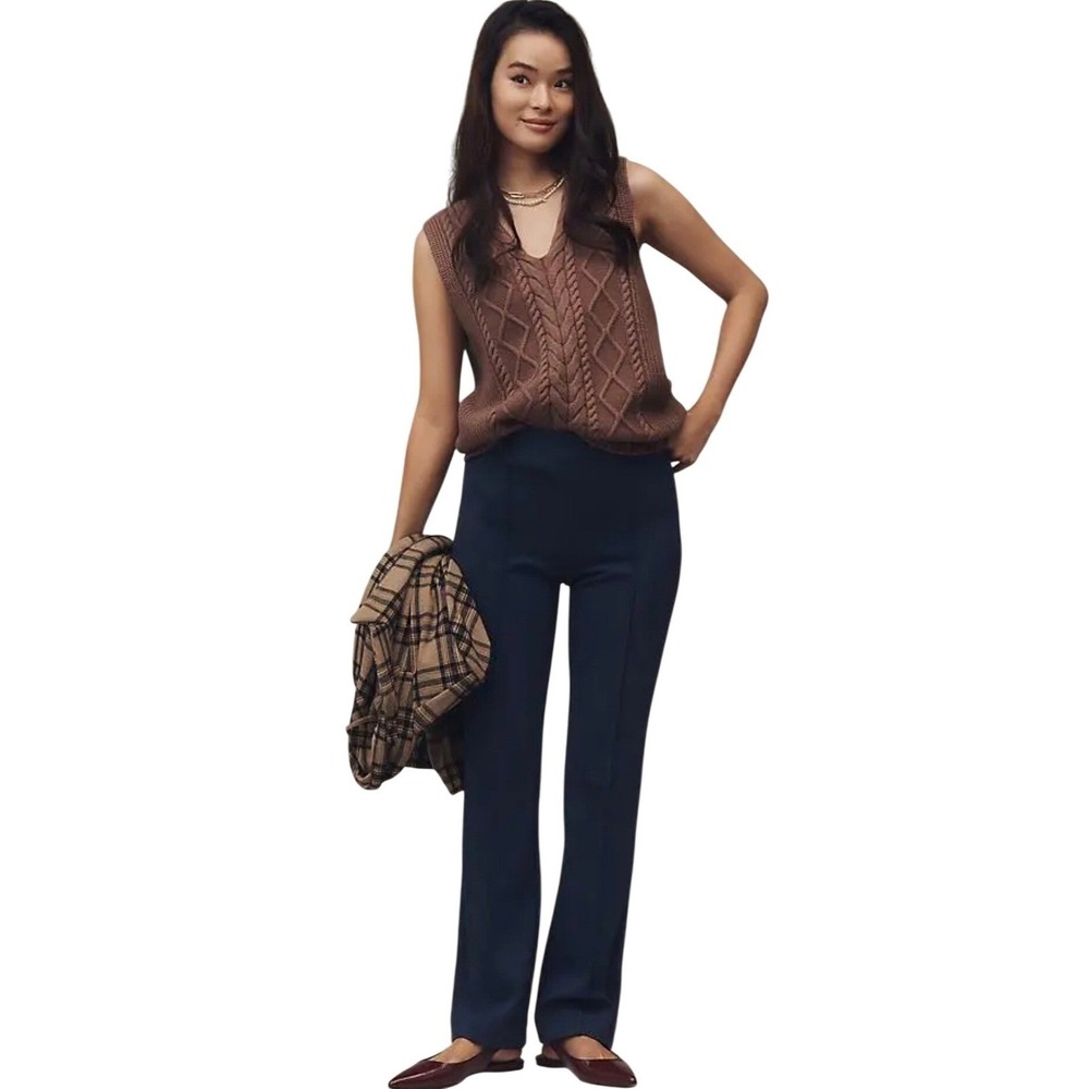 Maeve Anthropologie Poppy Kick-Flare Pull-On Pants  Navy Size‎ Small High Rise